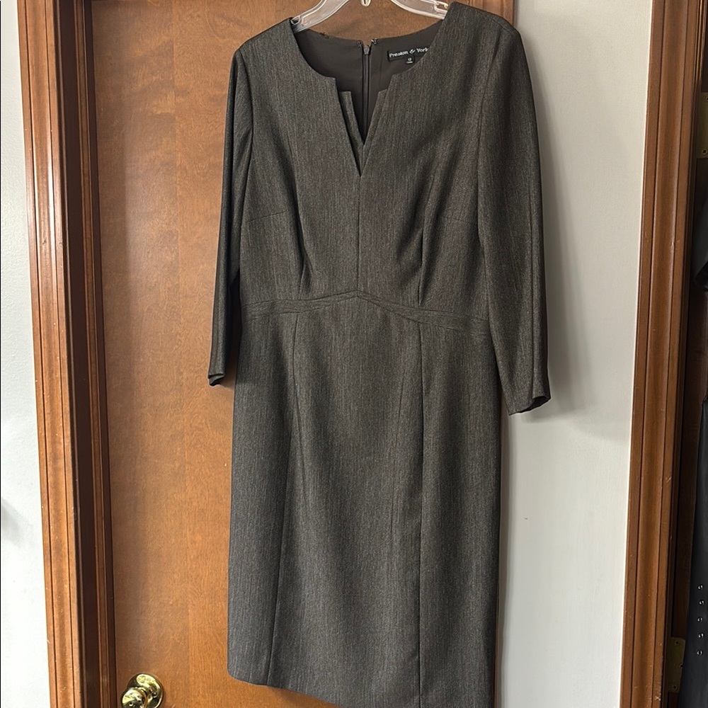 Preston & York Womens Sheath Dress espresso Brown Pleated dress brand new 

 #A